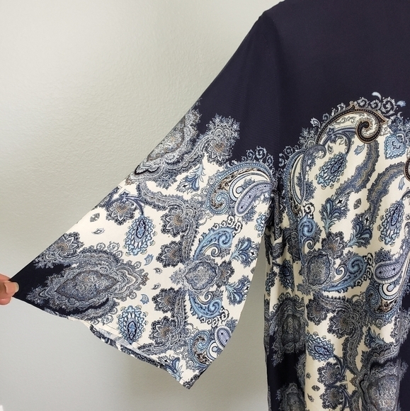 H&M Paisley Print Shift Dress Viscose Boho Lightweight Blue Sz 14 - Picture 4 of 9